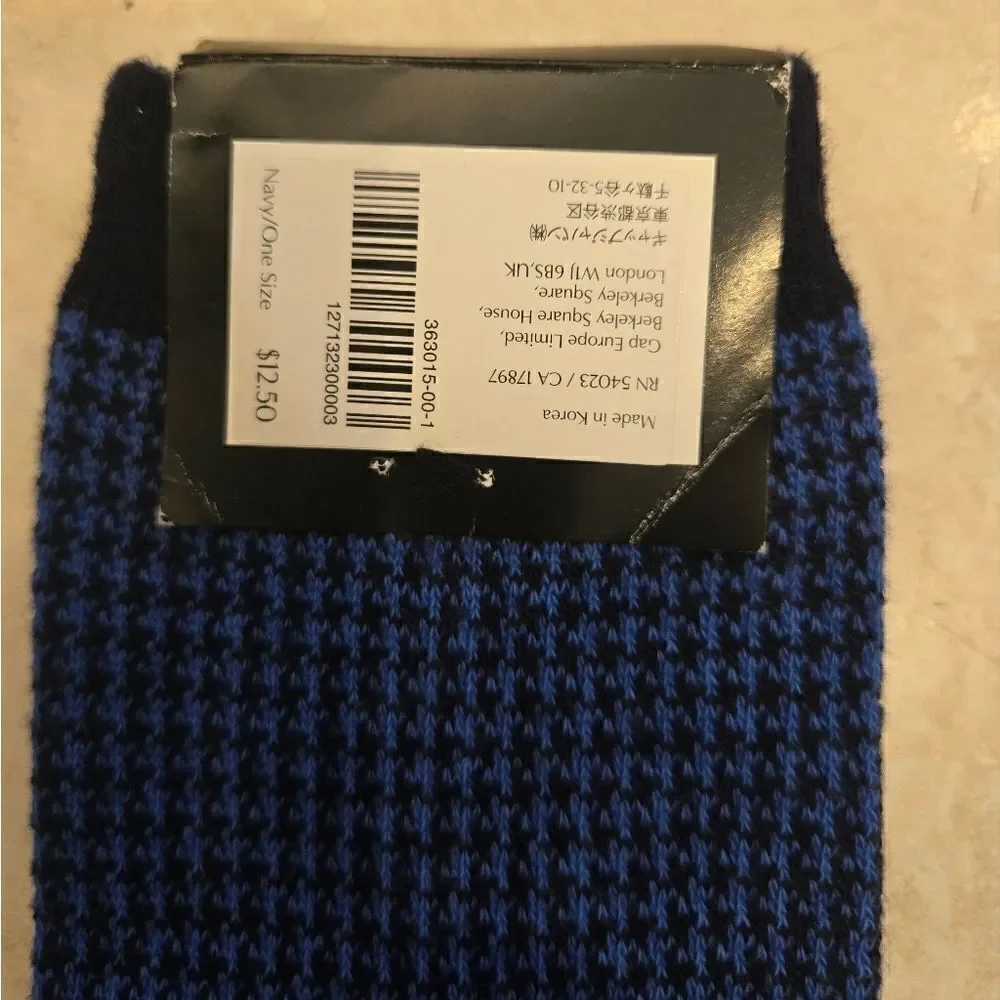Banana Republic Houndstooth Trouser Sock Navy NWT
